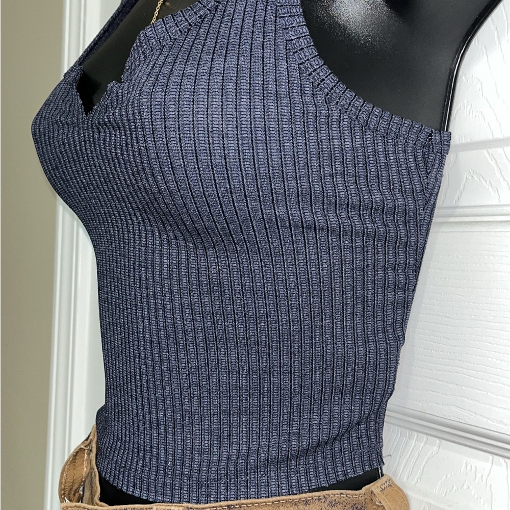 Dark Blue Ribbed Tank Top